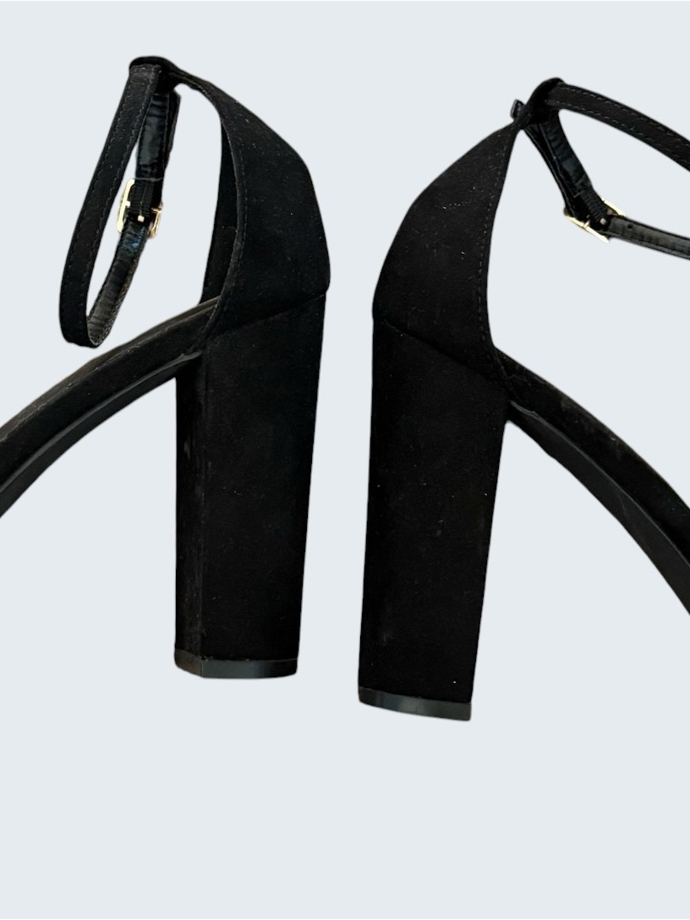 Lulu's Black Suede Ankle-Strap Block Heels - Picture 2 of 5